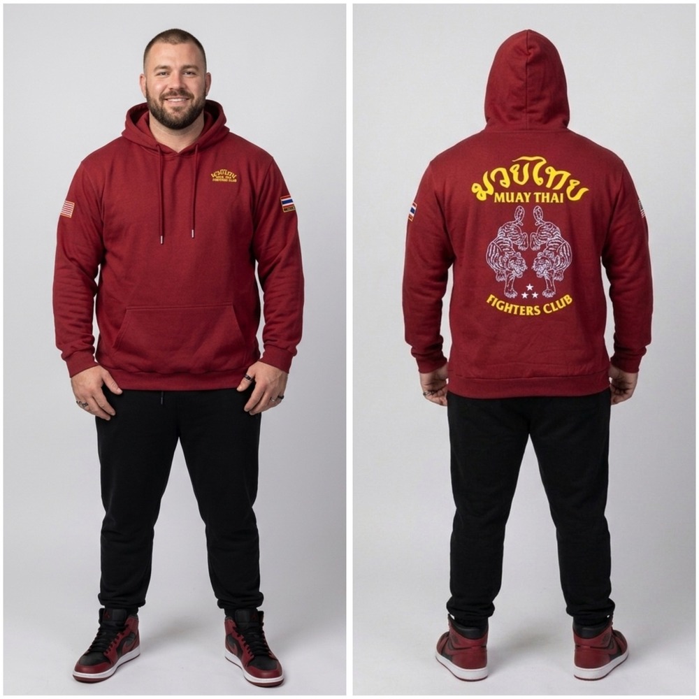 Kill Crew Muay Thai Fighters Club‎ Hoodie Maroon Porrada Series Tigers Mens 3XL